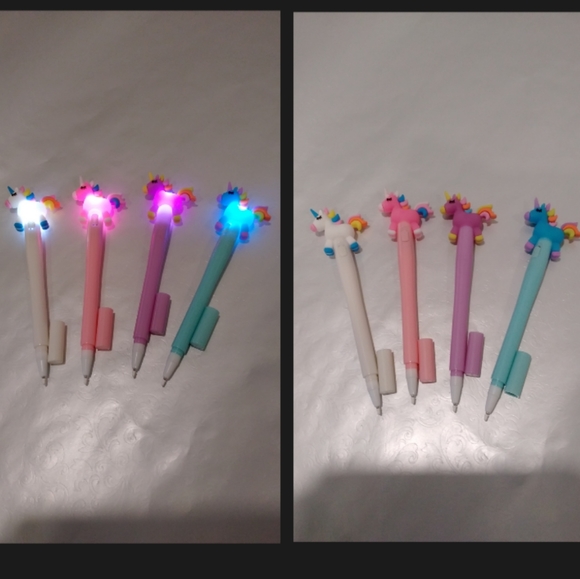 4 pk Light Up Unicorn Pens NEW! - Picture 1 of 8